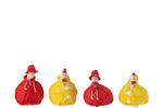Huhn Regenmantel Keramik rot/gelb kleine Sortiment von 4