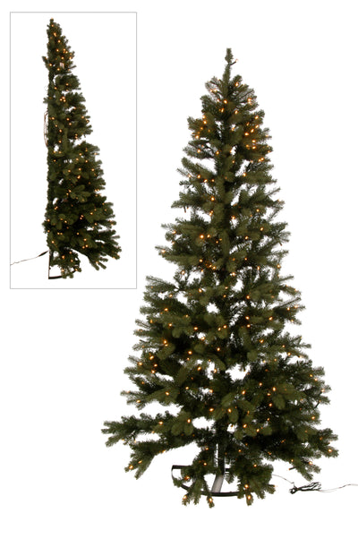 Weihnachtsbaum+LED-Leuchten Halbwand Kunststoff Grün 